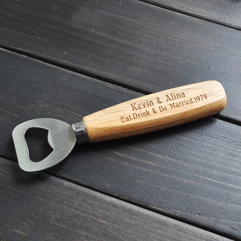 personalized wood bottle opener engraved groomsmen custom beer