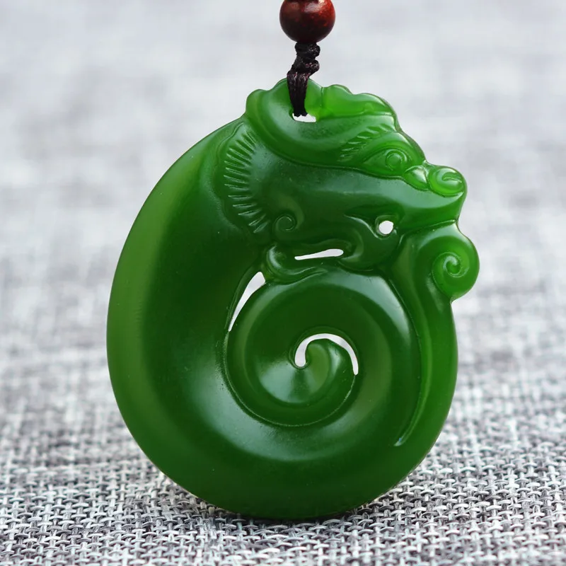 Дропшиппинг зеленый нефритовый кулон ожерелье резной двухсторонний
