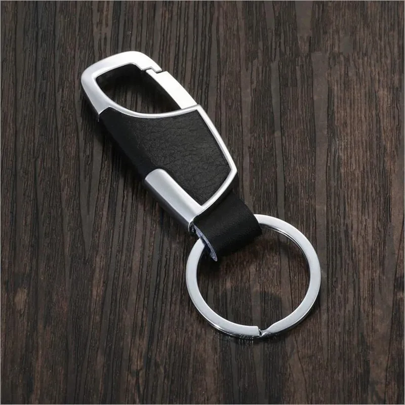 2017 Metal Paste leather Car Keychain keys Pendant Key Ring for Men