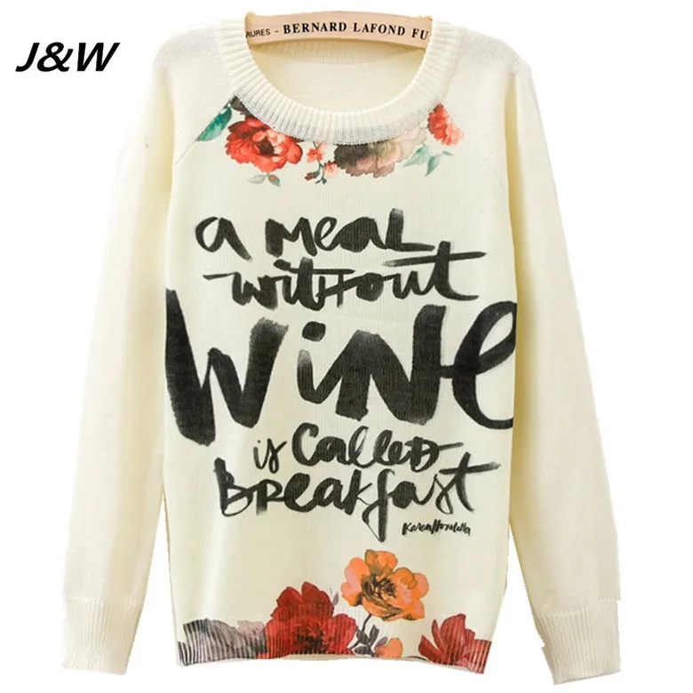 Sweater  2016 Autumn Winter Harajuku Sweater English Letter Women Pollover Sweater Long Sleeve Lady Clothes Fashion Sweaters