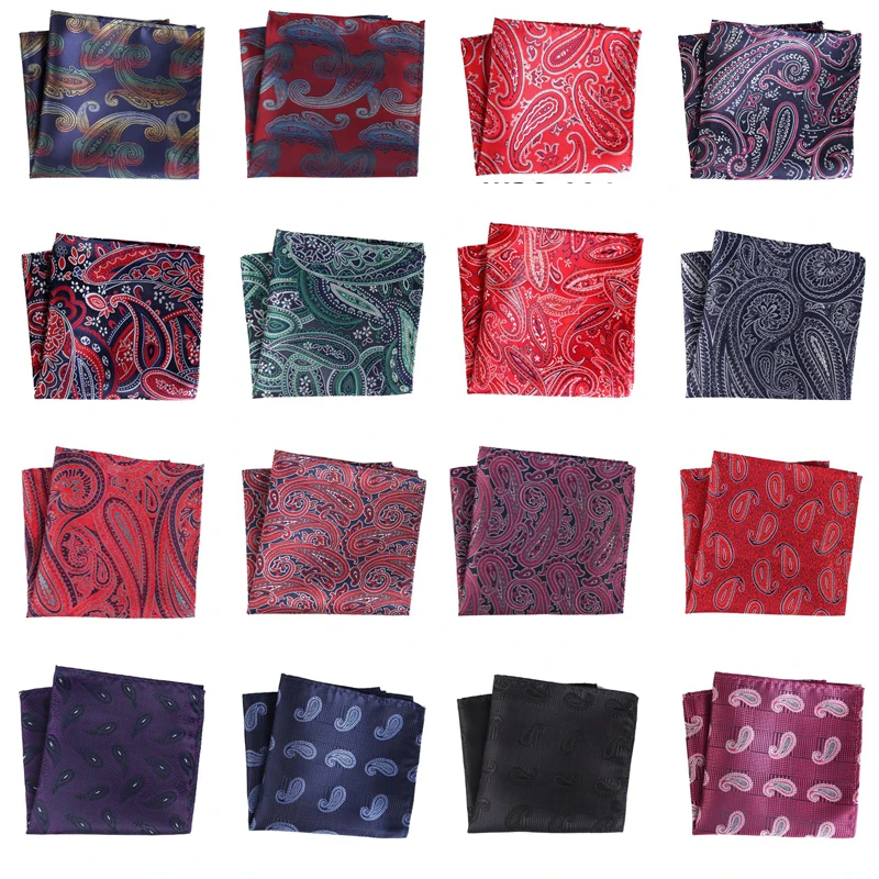

22 Colors Men's Handkerchief Printed Pocket Square Polyester Floral Hankies Hanky Chest Towel wedding party 25*25CM WPS22-43
