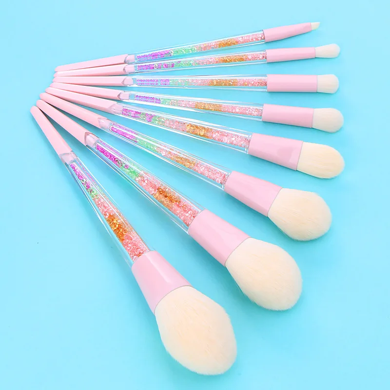 New 8pcs Beauty Makeup Brushes Diamond Crystal Set Professional Eyeliner Eyebrow Eyeshadow Brush Set Makeup Bag Tool Kits Hzs12 (2)