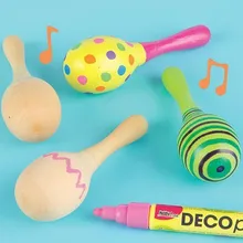 4 шт./Партия. покраска свой собственный Маракас, детский подарок, погремушка, необработанная древесина игрушка, детские игрушки, развивающие игрушки, 4x12 см