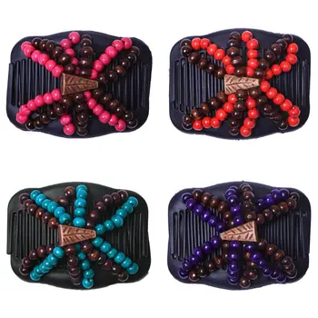 

Magic Comb Stretchable Double Comb Elastic Traditional Women Headwear Wood Beads