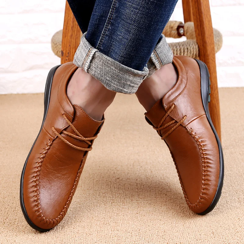

NEW Men Flats Leather Shoes Brogue Pointed Oxford Flat Male Casual Shoes Mens Luxury Brand Size 38-44 5