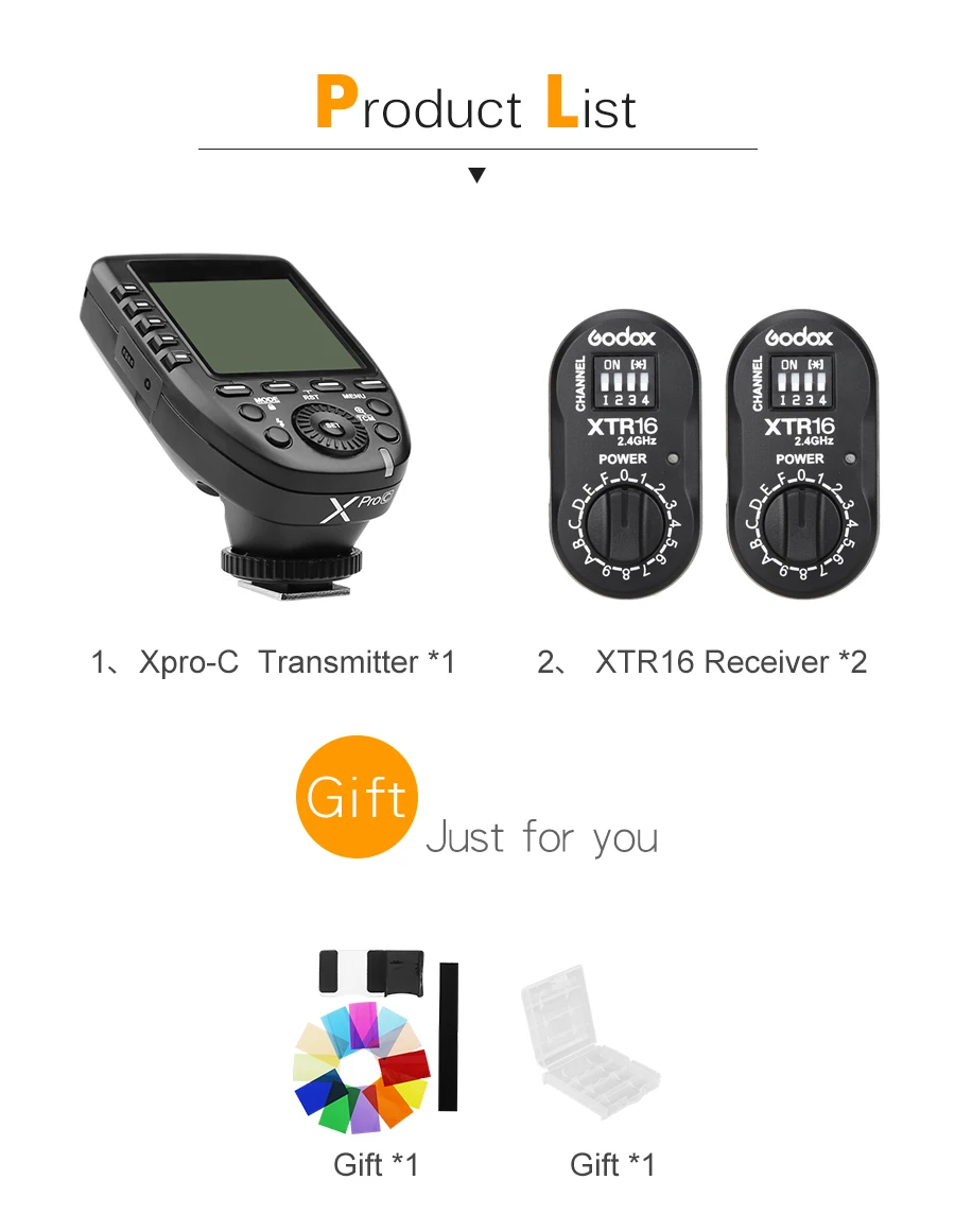 Godox XPro c триггера передатчик с E-TTL II 2.4 г Беспроводной x Системы HSS ЖК-дисплей Экран+ 2x xtr-16 приемник для Canon DSLR