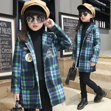 2016 Dongkuan jacket children’s clothing for girls woolen coat lattice models cartoon baby children coat children’s clothing