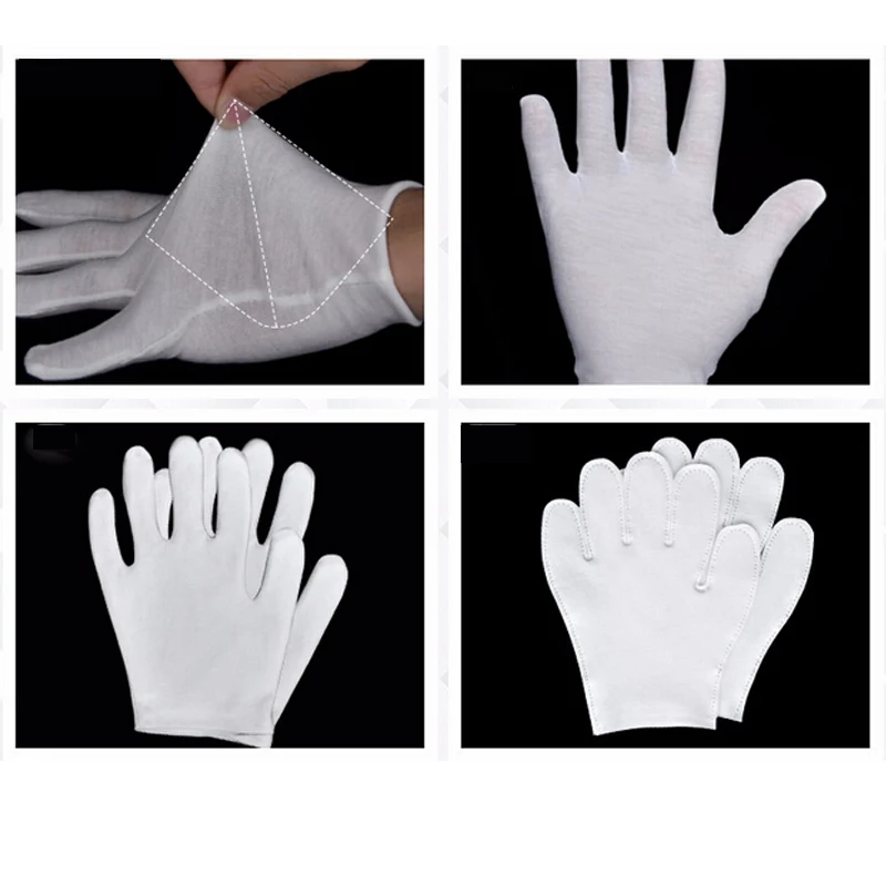 6 пар Белый осмотр хлопчатобумажные рабочие перчатки ювелирные изделия легкий высокое качество