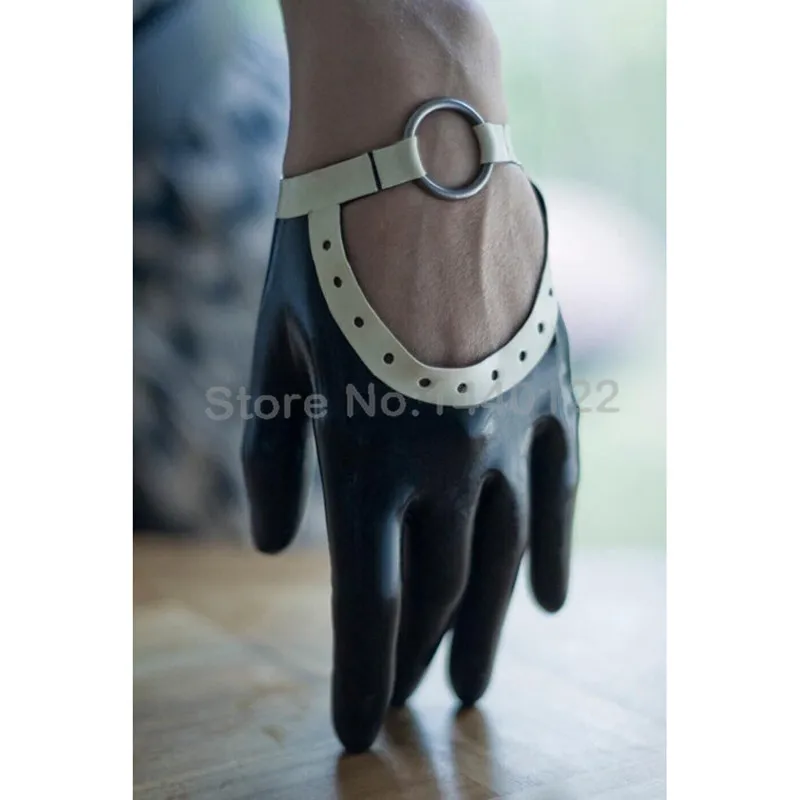 

Sexy Male Latex Gloves with Metal Ring BLA056