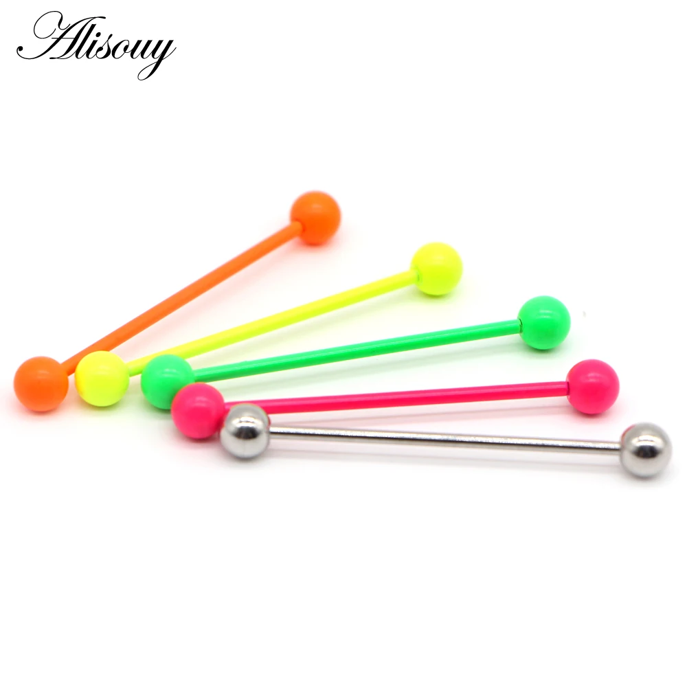 1PC 1.6*38mm Long Stainless Steel Industrial Piercing Ear Cartilage Plug Tunnel Jewelry Earring Straight Ear Barbell Jewelry