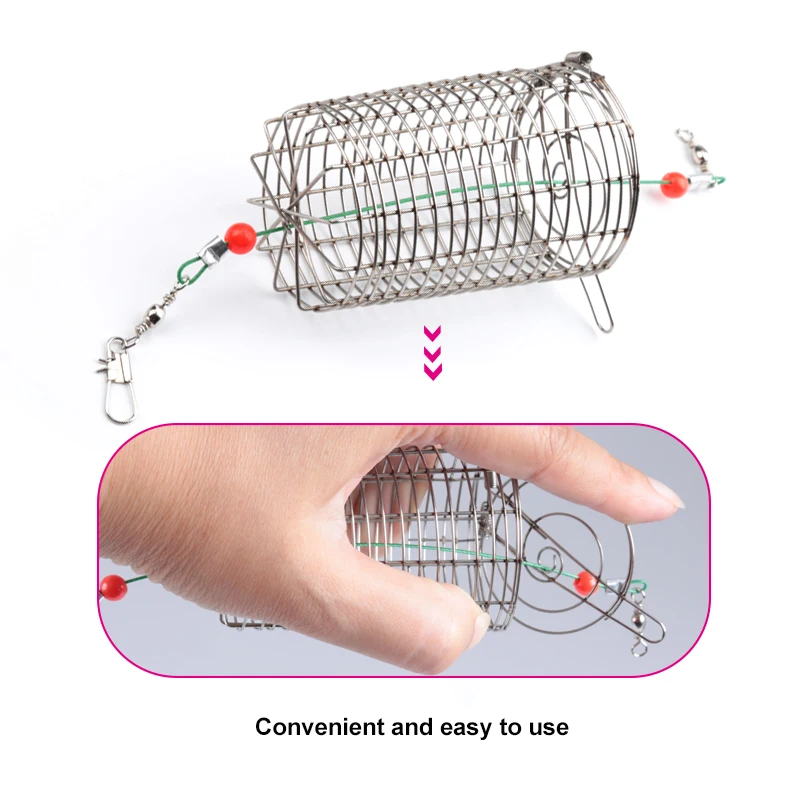 1 шт. проволока из нержавеющей стали рыболовная приманка цилиндрическая клетка приманка, Рыбная ловля аксессуар приманка клетка рыболовная Ловушка держатель корзины-кормушки