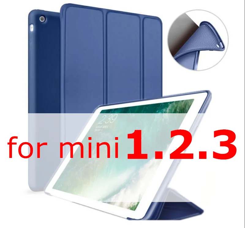 mini 123 Deep blue SUREHIN чехол для Apple iPad mini 4 3 2 1 5, тонкий ТПУ силиконовый мягкий красный черный синий умный чехол для iPad mini 4 5 - Цвет: mini 123 Deep blue