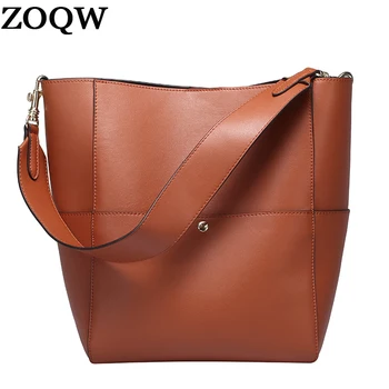 

ZOQW Ladies Genuine Leather Handbag Crossbody Bags For Women Designer Shoulder Bag Female Big Capacity Bucket Tote Bag WYQ1288