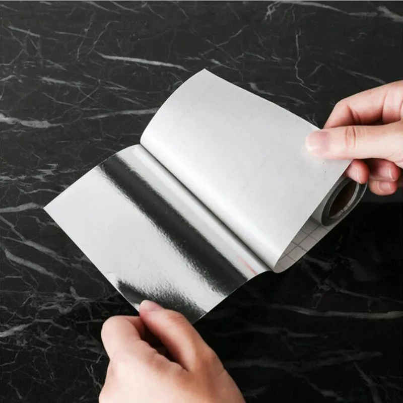 Kitchen Stove Anti-oil Wall Stickers Aluminum Foil Heat-resistant Film Sink Corner Bathroom Self-adhesive Waterproof Tile Poster