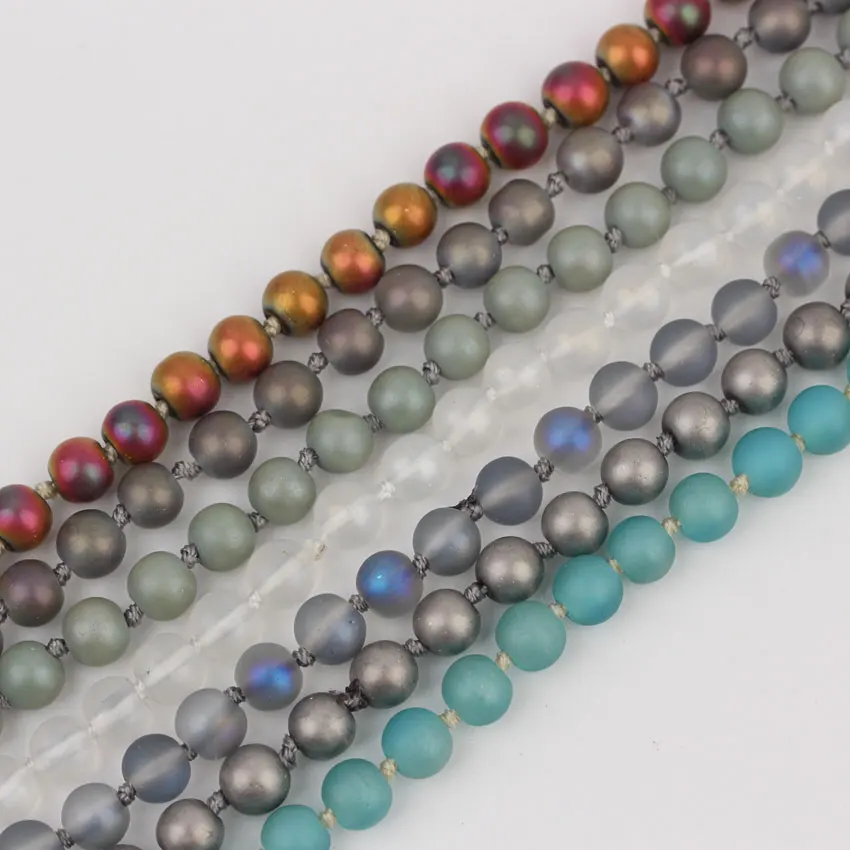 7 цветов выбор, 152 см, досуг атмосферный стиль вязаные вручную длинное ожерелье для женщин День рождения путешествия ювелирные изделия