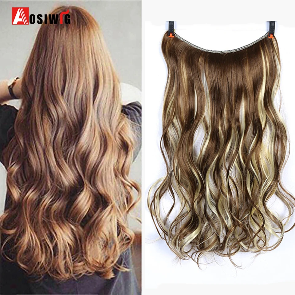 Long Curly Invisible String Flip On No Clip in 22" Hair Extensions Fish