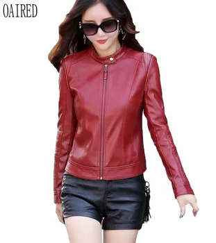 

Spring And Autumn Women Leather Jacket 2019 New Leather Coat Women Short Slim Motorcycle Leather Clothing Female Outerwear Black