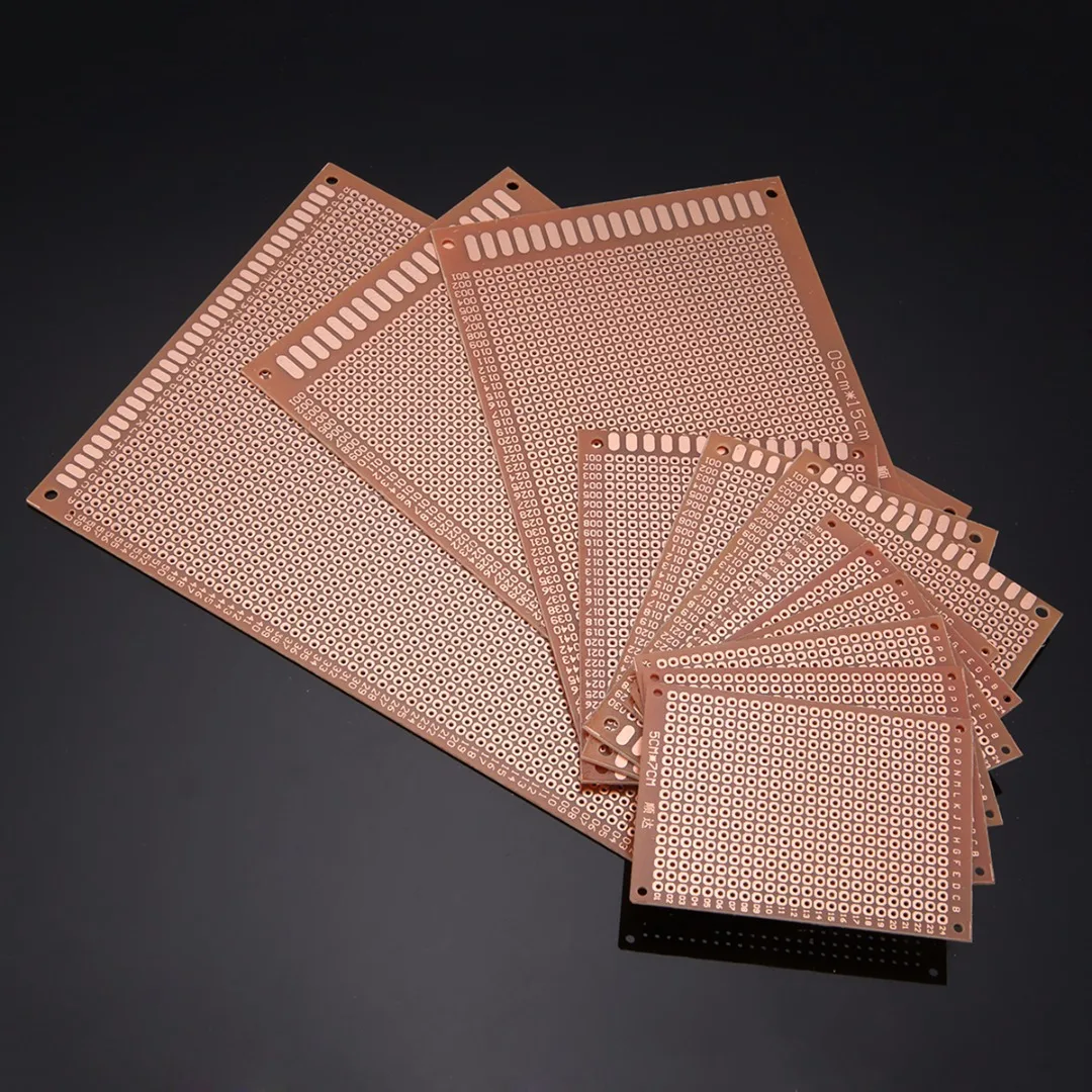 12pcs DIY Prototyping Board PCB Printed Circuit Prototype Breadboard Stripboard 12x18/9x15/7x9/5x7cm