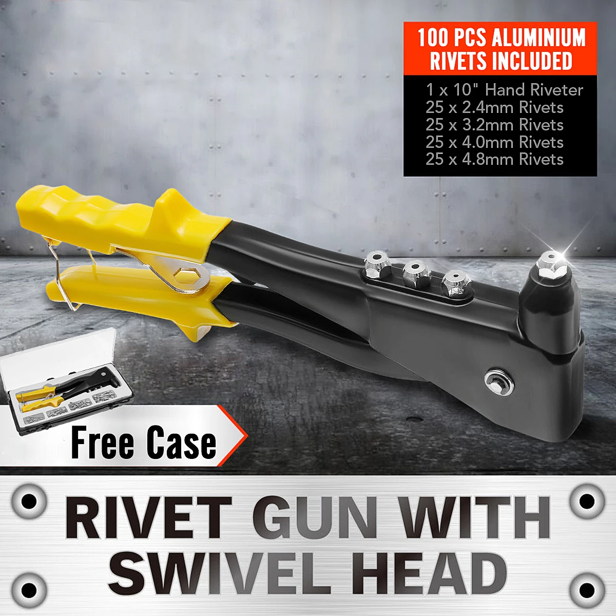 

100Pcs 10 inch Nut Rivet Blind Rivnut Nutsert Riveting 2.4-4.8MM Heavy Duty Tool Threaded Mandrels with Free Case