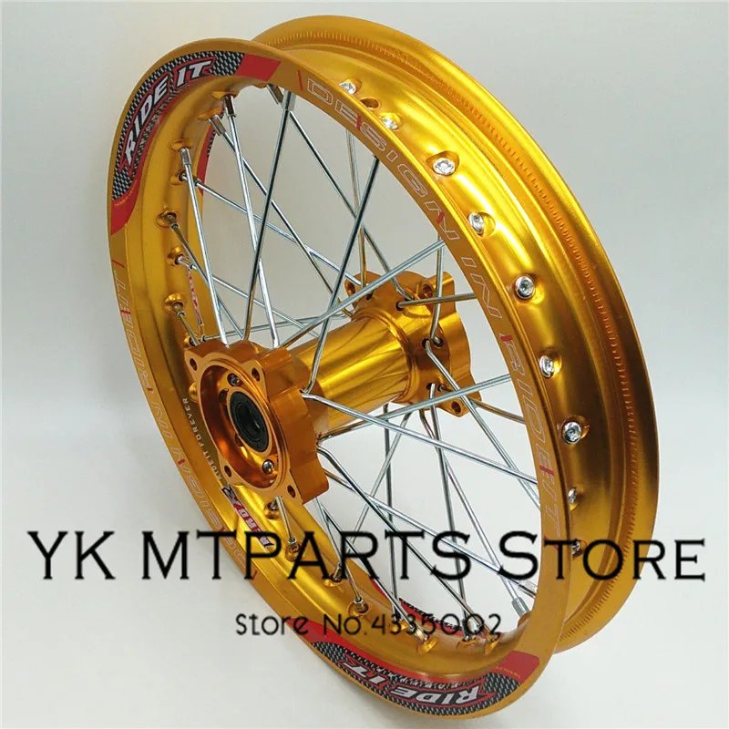 

1.85 x 14inch Rear Rims Aluminum Alloy Disc Plate Wheel Rims Gold CNC Hub 14" 32 spoke for dirt bike pit bike wheel spare parts