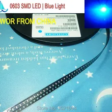 1000 шт./лот)(светодиодный | SMD) 0603 SMD светодиодный, синий цвет, светодиод, 0603 4000 шт. в катушке