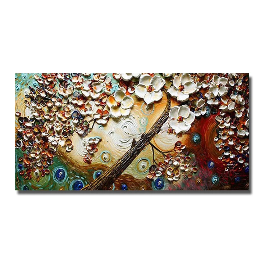

Free Shipping 100% Hand Painted Modren Abstract Flower Tree Oil Painting Home Decoration Modern Canvas Wall Picture no Framed