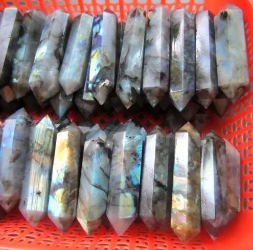 

1000g pretty natural labradorite Quartz Crystal double Terminated Wand Healing