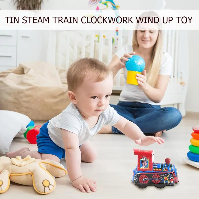 

Retro Classic Nostalgia Tin Steam Train Clockwork Wind Up Toys Kids Gifts