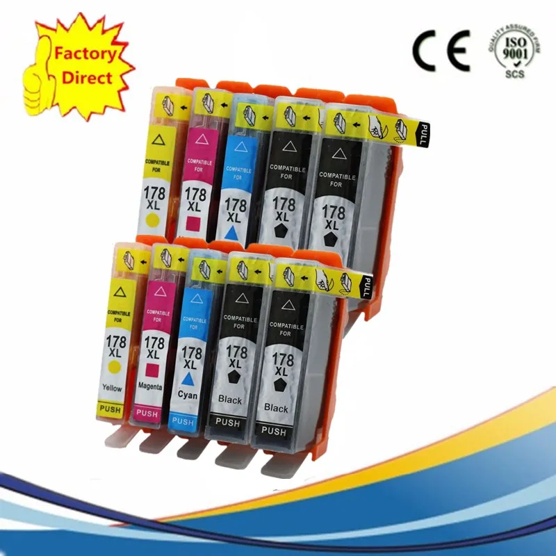 178XL сменный картридж для принтера для HP178XL HP178 178 178XL Photosmart 5520 6510 6520 7520 3070A 3520 4610 4620 струйный принтер - Цвет: 2SET 2BK 10PCS
