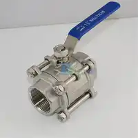 MEGAIRON 1Pcs 1-1/2" DN40 3 Piece Full Port Ball Valve Thread Type SS316 Max 1000 psi Handle with Blue Vinly Insulation