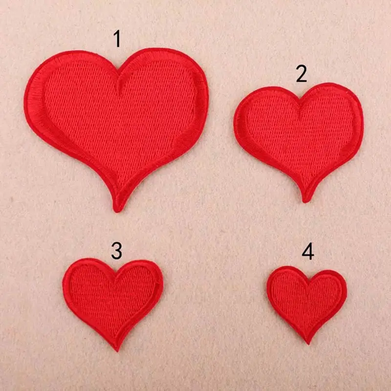 1PCS Heart-Shaped Embroidery Iron on Patches for Clothing Stickers