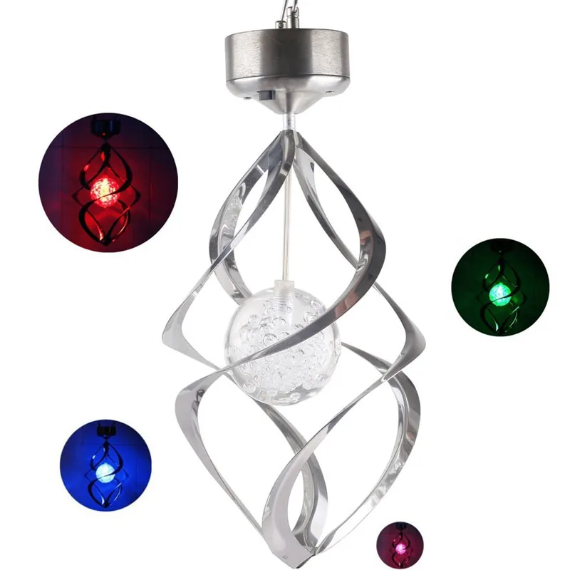 New Solar Spiral Wind Chime Waterproof Changing Romantic LED Light Balcony Courtyard Hanging For Outdoor Garden