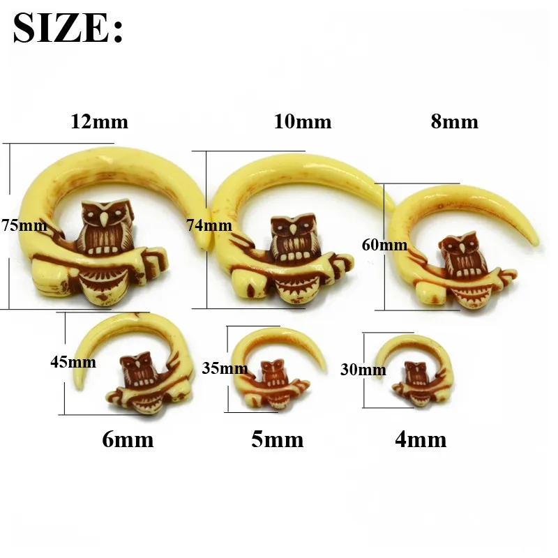 Сова Большой негабаритный резиновый спиральный ушной Конус Носилки ушные грузики вешалки измерительные инструменты расширитель туннель пробки пирсинг ювелирные изделия для тела