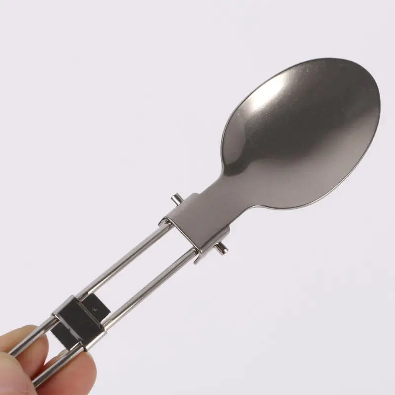 

Outdoor Picnic Utensils Camping Equipment Folding Cutlery EDC Stainless Steel Cookware Foldable Spoon Tableware