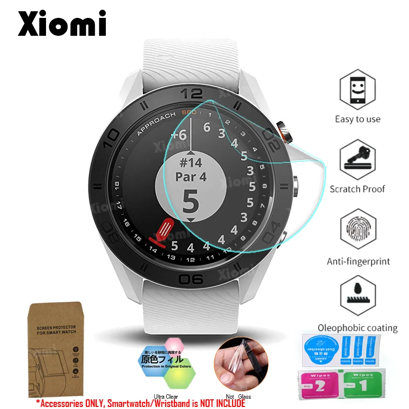 

10Pcs/Lot(5Films+5Wipes)Protective Film Guard For Garmin Approach S60 Smart Watch Toughened Display Screen Protector Cover