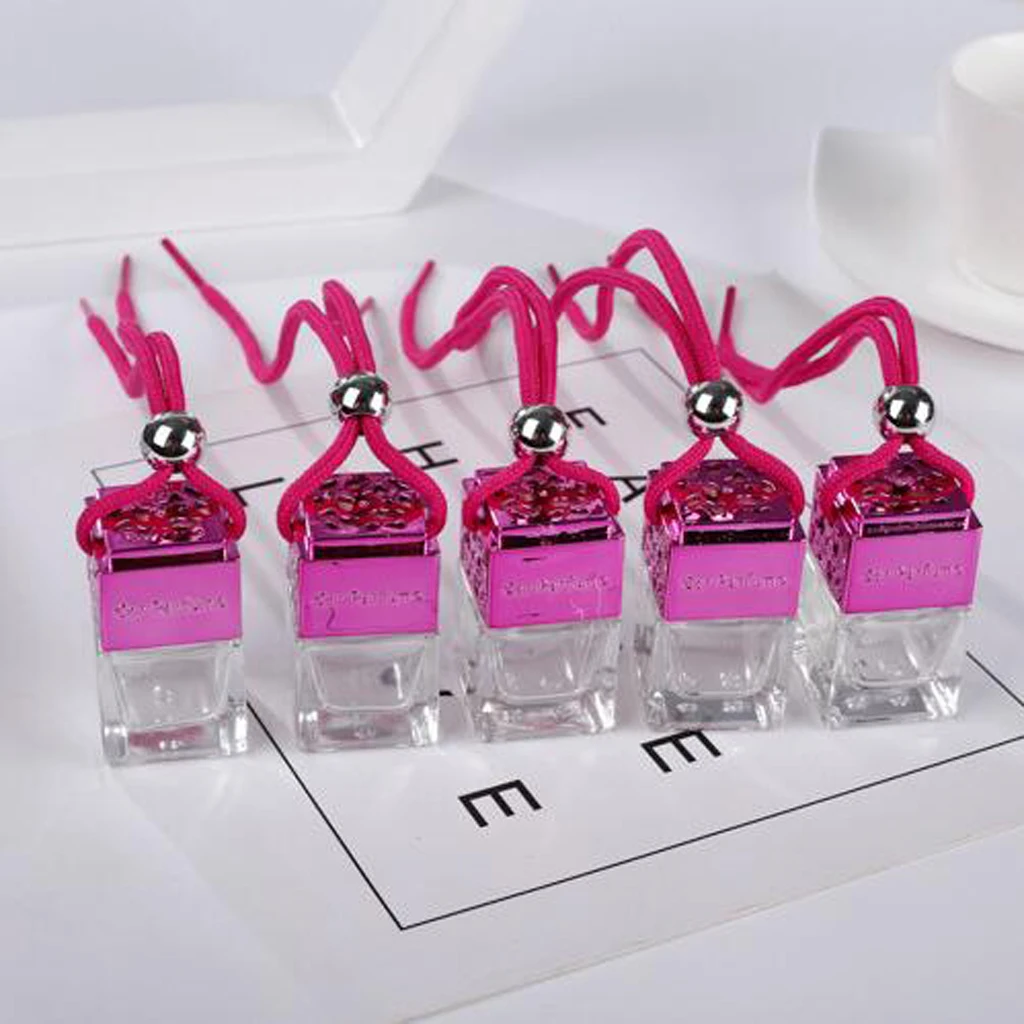 5 Pieces Car Perfume Bottle Car-styling Air Freshener for Essential Oils Perfume Pendant Hanging Glass Bottle Auto Ornament
