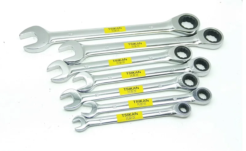 New 7pcs/set 72T CR-V Head Wrench Sets Combination Ratcheting Spanner Set Metric 8 10 12 13 14 17 19MM DIN.c | Инструменты