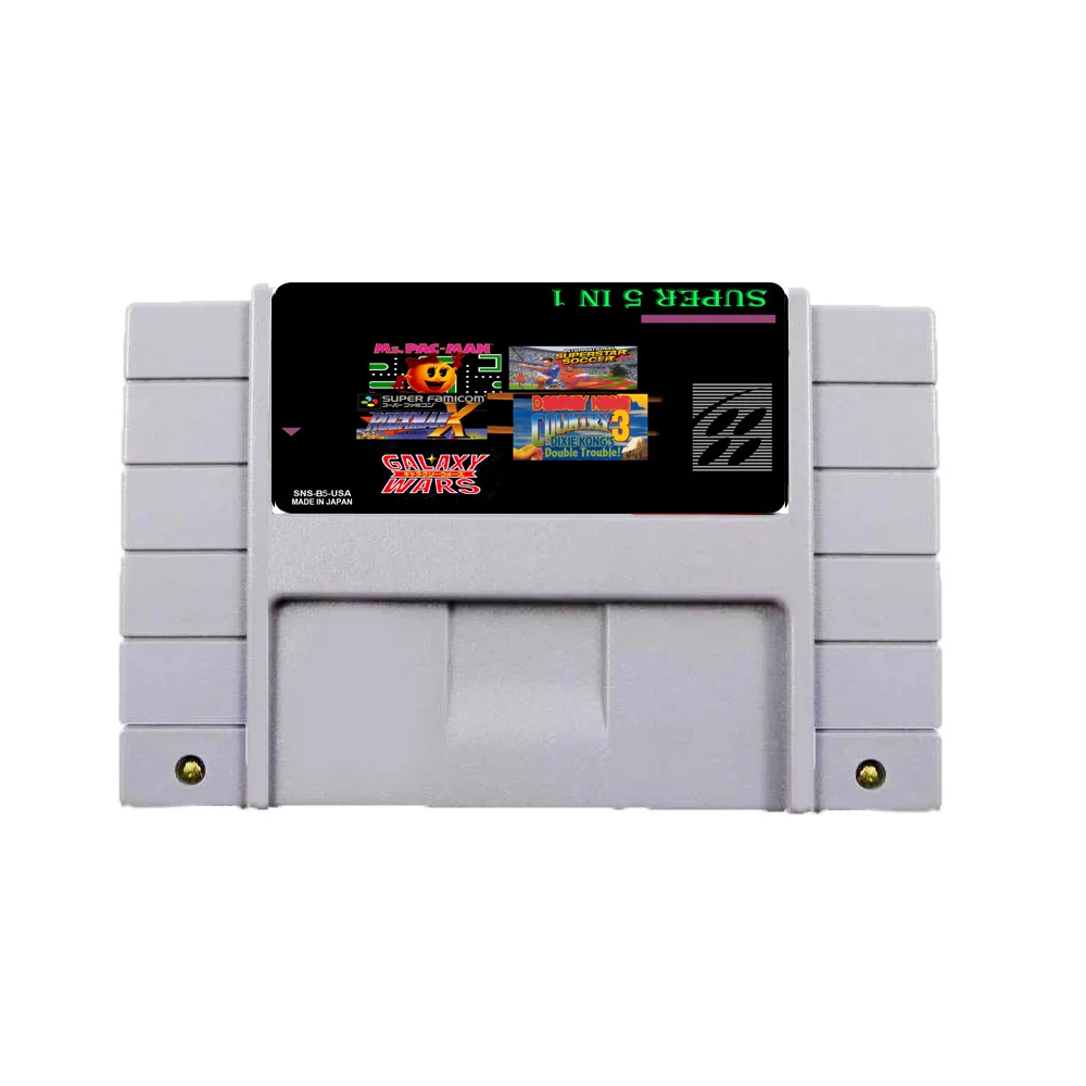 

Super 5 x 1 -16 bit For USA NTSC Game Player Big Gray Game Card