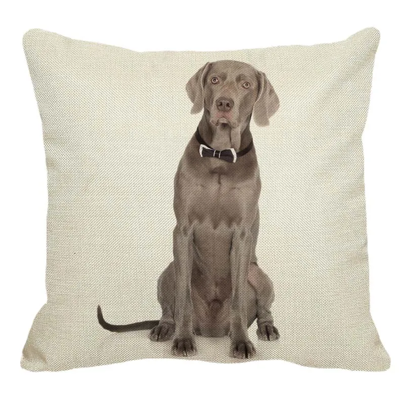XUNYU/Милая льняная наволочка для дома с рисунком веймаранера, квадратная наволочка для дивана, наволочка для подушки для собак, 45X45 см, AC111 - Цвет: 7