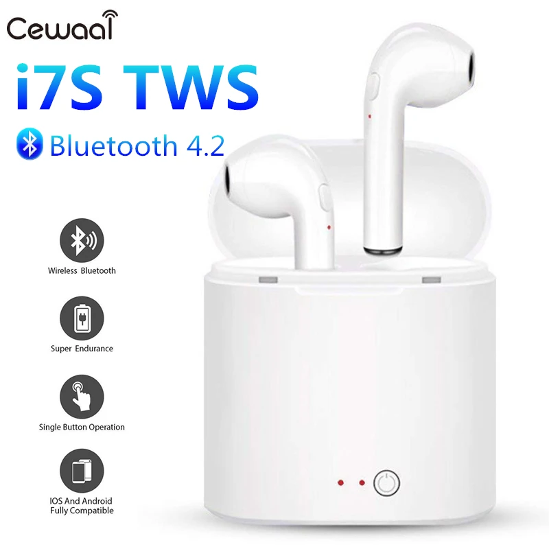 

i7s tws Wireless Bluetooth Earphones Stereo Earpuds With Charging Box Mic For Phone Bleutooth Earphones Headset