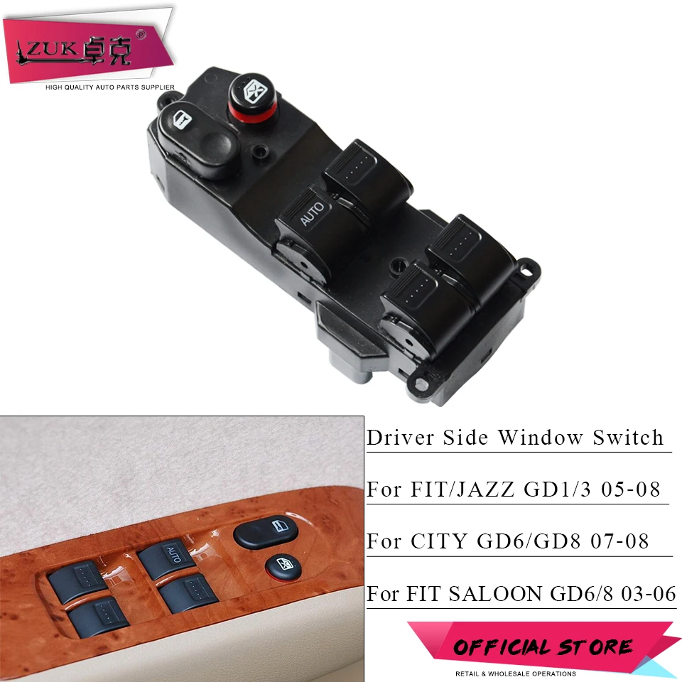 

ZUK Power Master Window Control Switch Assy For HONDA FIT JAZZ CITY GD1 GD3 GD6 GD8 2003 2004 2005 2006 2007 2008 35750-SEL-P11