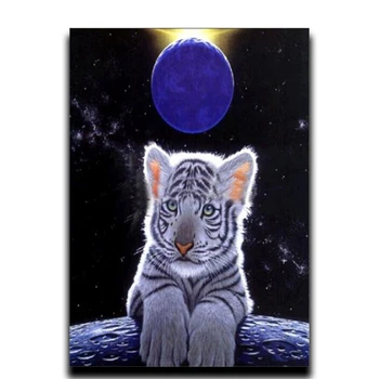 

Diamond Painting Animals Decoration Rhinestone Mosaic Image Craft Patchwork Embroidery Hobby Full Diamonds Tiger and moon