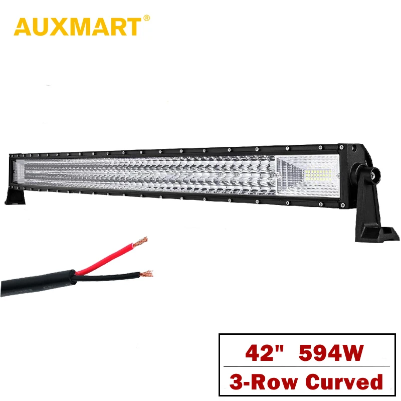 

AUXMART 594W Auto LED Light Bar 42" Triple Row Combo Beam Curved Offroad Driving Led Bar Light 12v 24v for SUV Truck Pickup 4x4