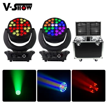 

2pcs With Flightcase Led 28x25w Wash Zoom Moving Head Light RGBW 4in1 Dj Disco Stage Light For Professional Theatres TV Station