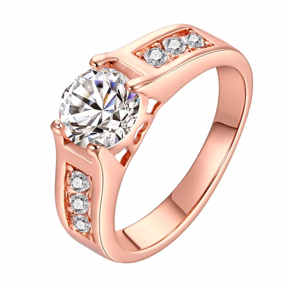 

NEW Gold color Simple Style Mosaic AAA Zircon Fashion Popular wedding Ring Valentine's Day