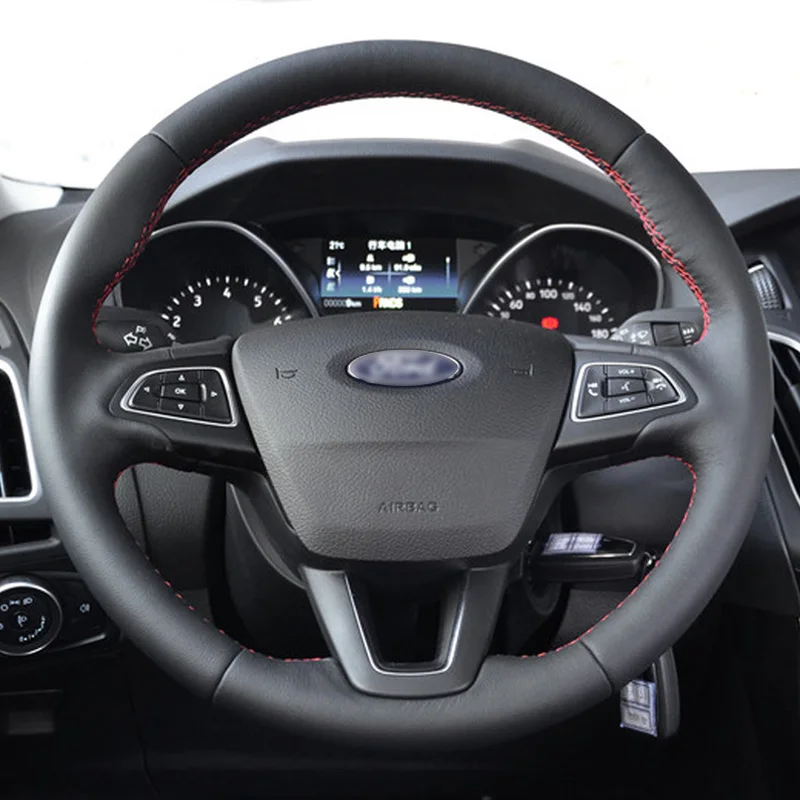 Hand Stitched Genuine Length Cover On The Steering Wheel Car