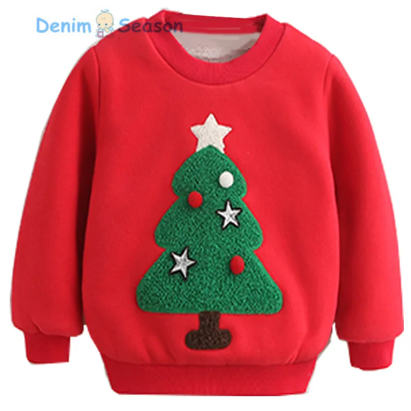 DenimSeason Baby Girls Sweatshirt font b Kids b font Printing Patch Cashmere Warm Winter Clothes Girls