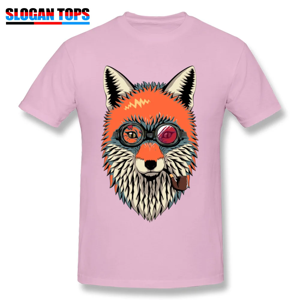 Graphic Mens Tops T Shirt Fox traveler Design Top T-shirts 100% Cotton Short Sleeve Funny Tee-Shirt O Neck Drop Shipping Fox traveler pink