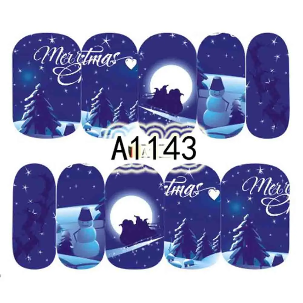 1 Лист Рождественские снежные наклейки для ногтей цветы Полные Обертывания переводные наклейки для ногтей наклейки для маникюра Инструменты для укладки BEA1187