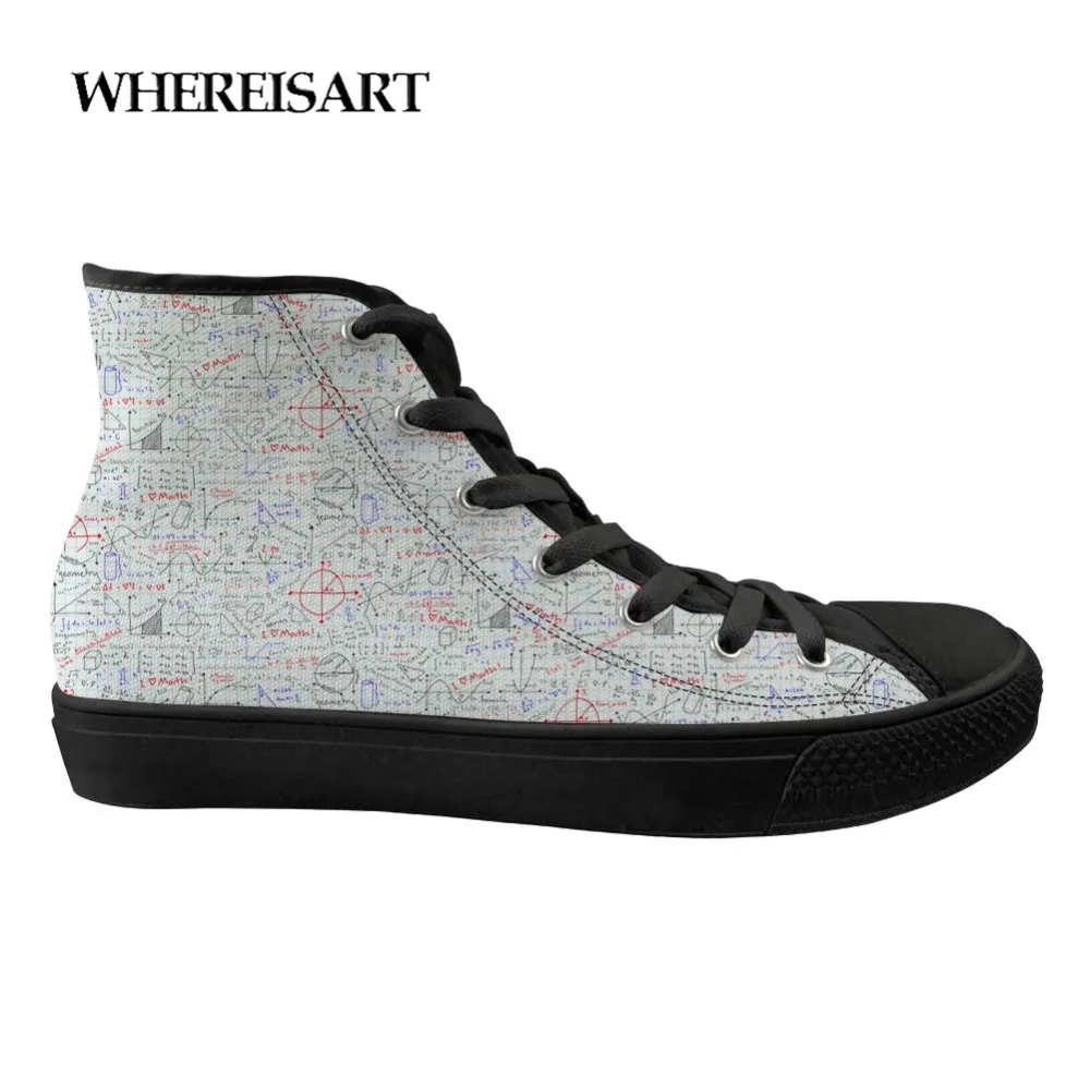 

WHEREISART Chemical Equation Printing Men's Vulcanized Shoes Physics Men's Canvas Sneakers High To Help Casual Breathable Zapato